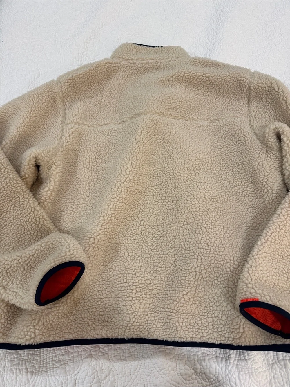 Superdry Cream Sherpa Fleece Jacket with Black Chest Pocket